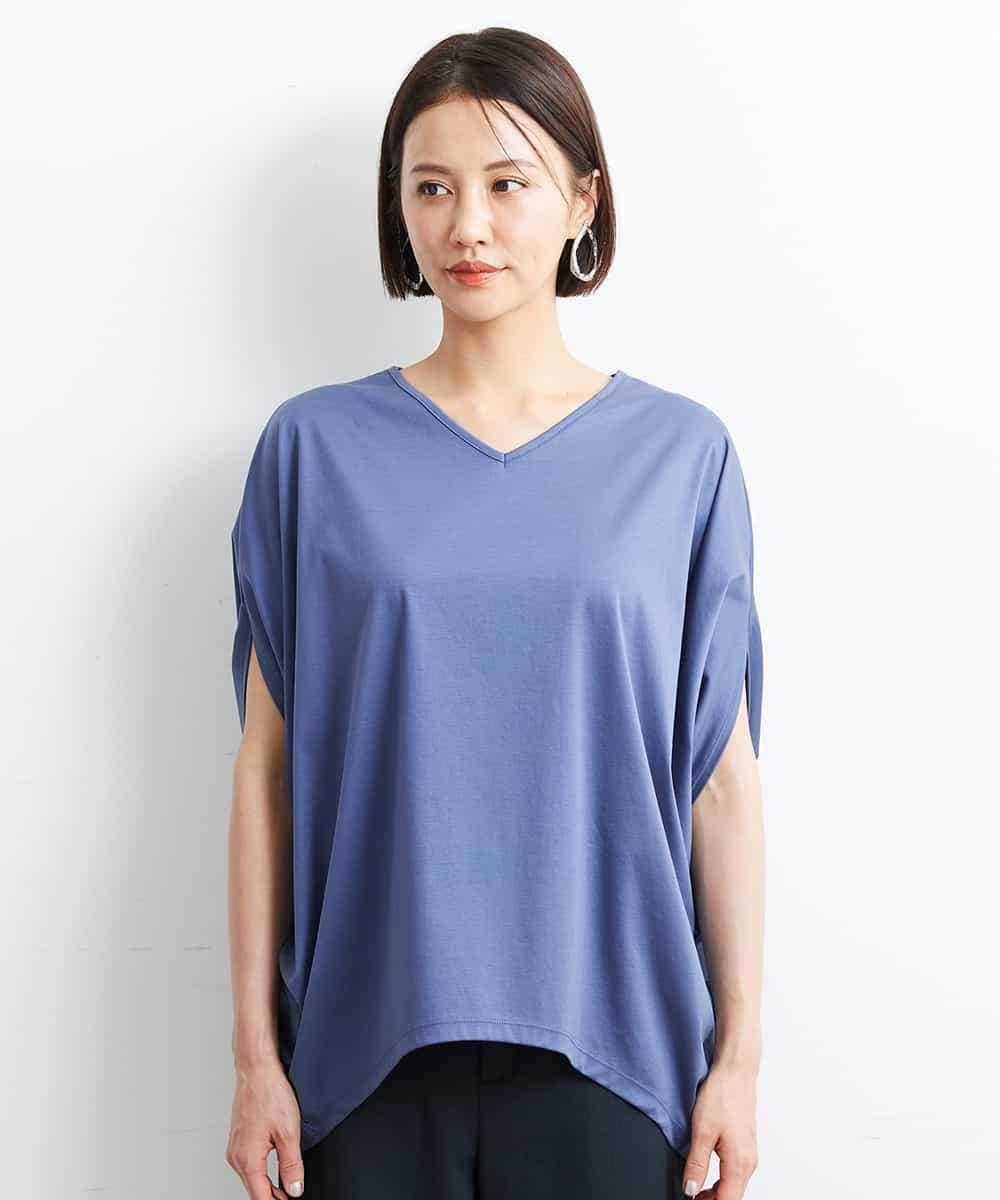 FMKJS35140 MICHEL KLEIN(ミッシェルクラン) [1枚着におすすめ]ドルマンスリーブVネックカットソー ダークグレー(93)
