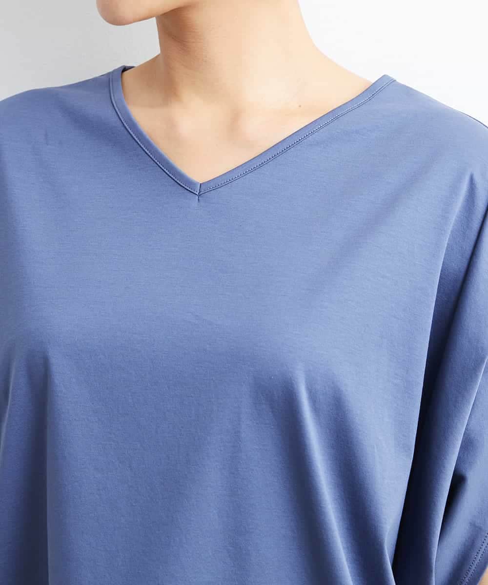 FMKJS35140 MICHEL KLEIN(ミッシェルクラン) [1枚着におすすめ]ドルマンスリーブVネックカットソー ダークグレー(93)