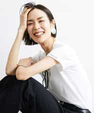 FMKJS40120 MICHEL KLEIN(ミッシェルクラン) [YURI KOBAYASHIコラボ]コットンスムースロゴTシャツ ホワイト(90)