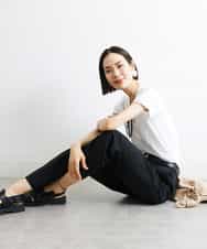 FMKJS40120 MICHEL KLEIN(ミッシェルクラン) [YURI KOBAYASHIコラボ]コットンスムースロゴTシャツ ホワイト(90)