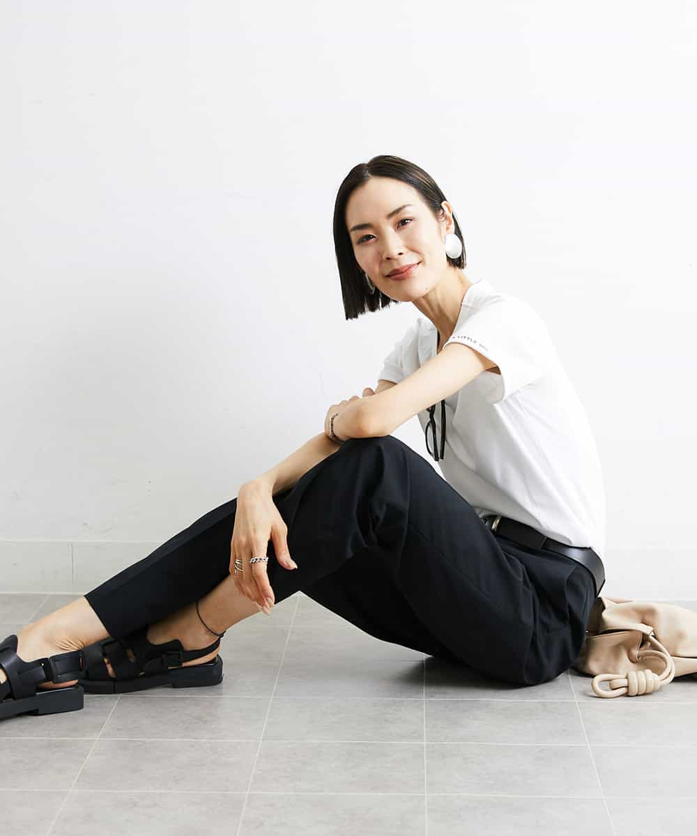 FMKJS40120 MICHEL KLEIN(ミッシェルクラン) [YURI KOBAYASHIコラボ]コットンスムースロゴTシャツ ホワイト(90)