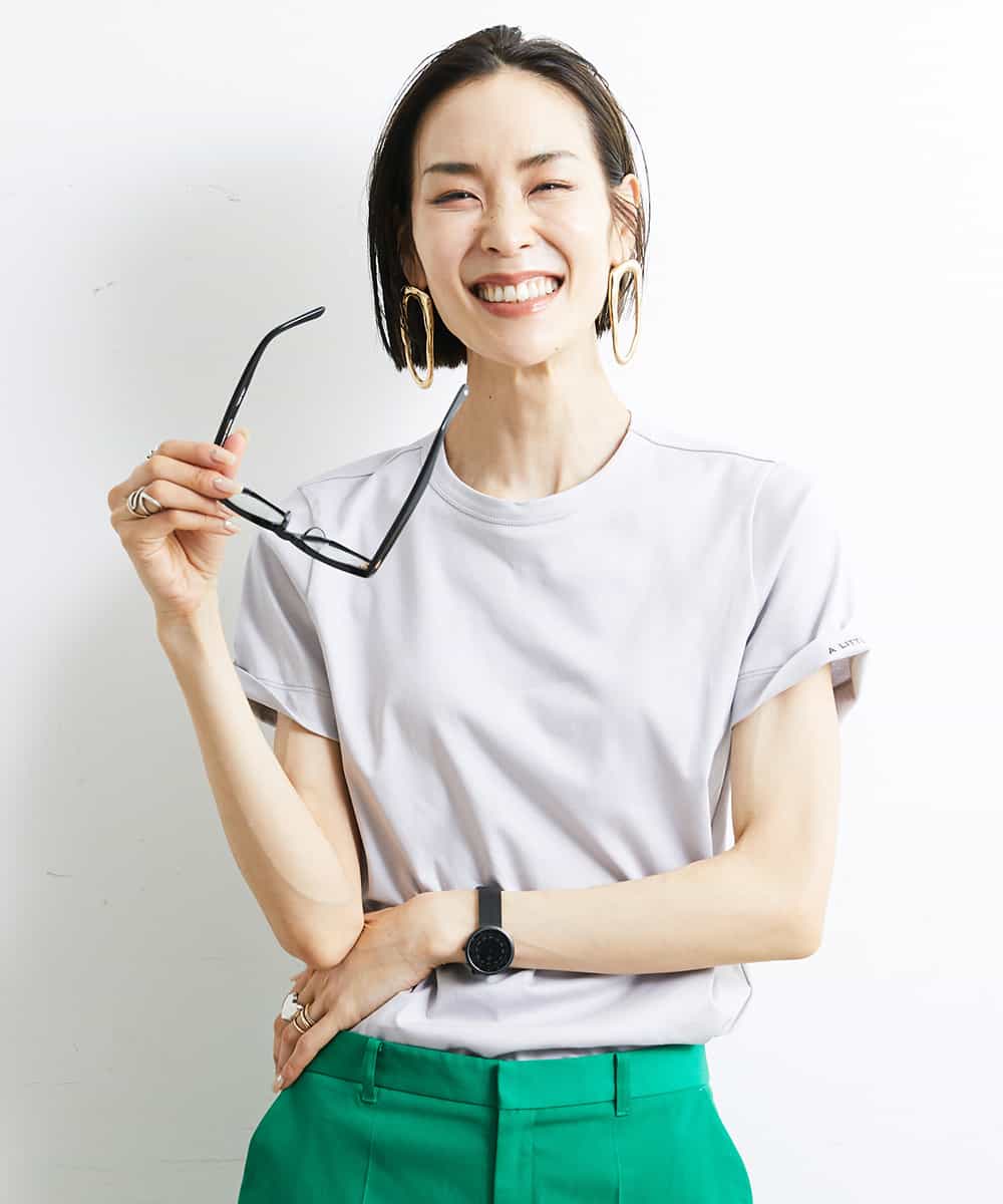 FMKJS40120 MICHEL KLEIN(ミッシェルクラン) [YURI KOBAYASHIコラボ]コットンスムースロゴTシャツ ホワイト(90)