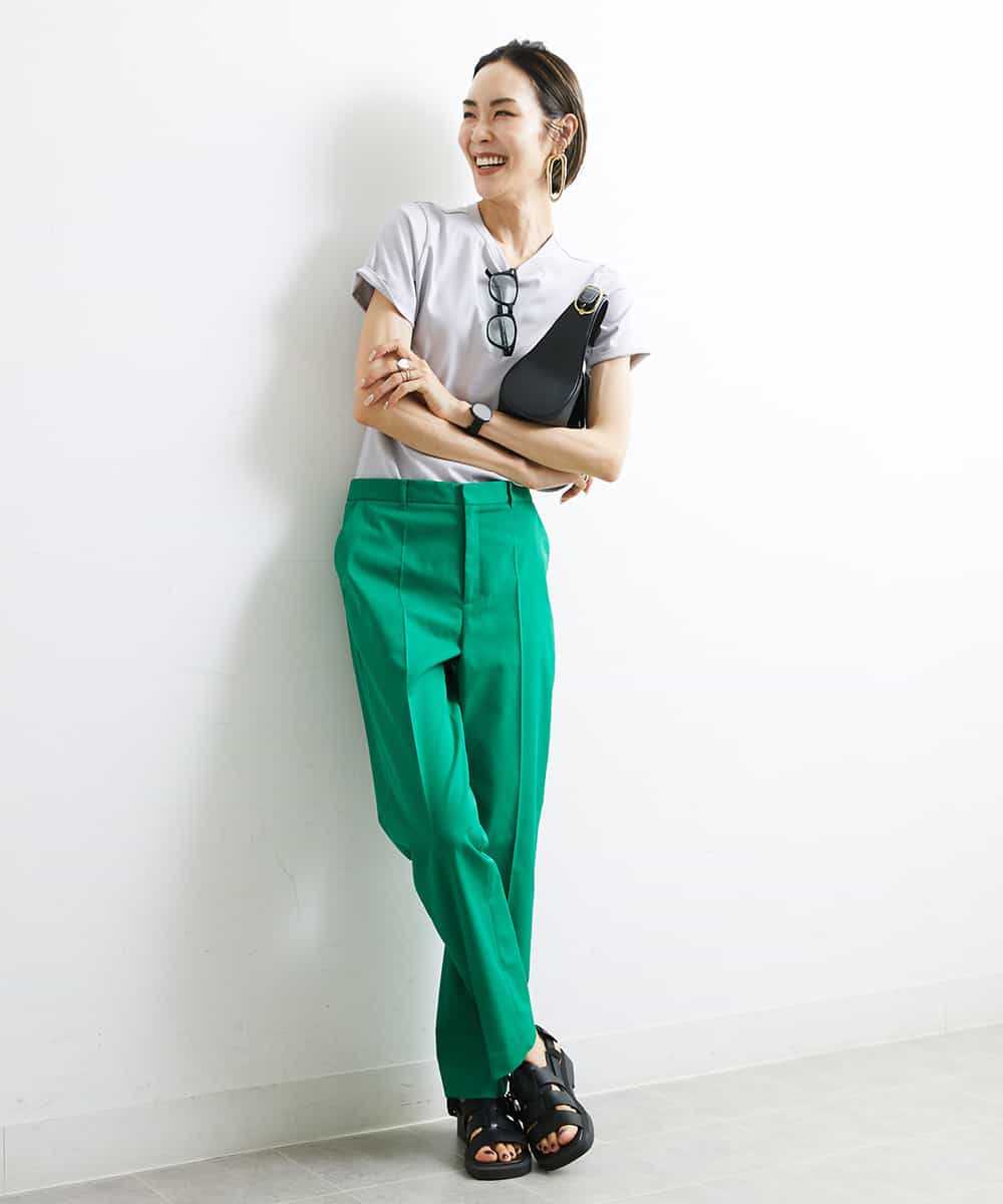 FMKJS40120 MICHEL KLEIN(ミッシェルクラン) [YURI KOBAYASHIコラボ]コットンスムースロゴTシャツ ホワイト(90)