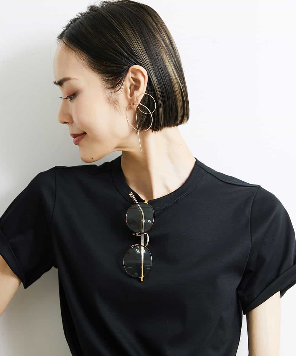 FMKJS40120 MICHEL KLEIN(ミッシェルクラン) [YURI KOBAYASHIコラボ]コットンスムースロゴTシャツ ホワイト(90)