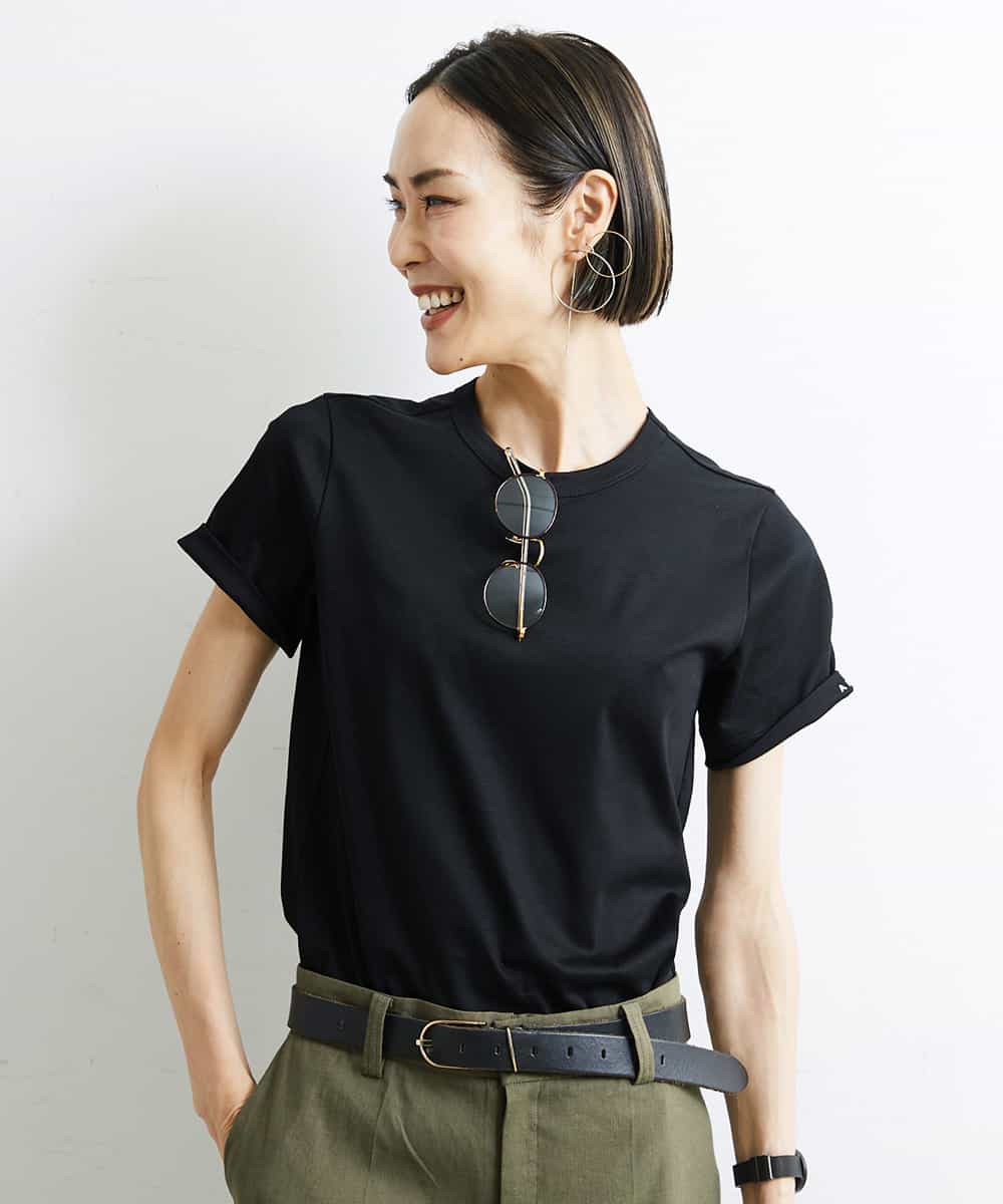 FMKJS40120 MICHEL KLEIN(ミッシェルクラン) [YURI KOBAYASHIコラボ]コットンスムースロゴTシャツ ホワイト(90)