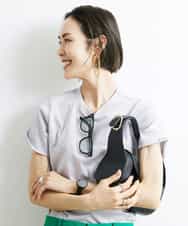 FMKJS40120 MICHEL KLEIN(ミッシェルクラン) [YURI KOBAYASHIコラボ]コットンスムースロゴTシャツ ライトグレー(91)