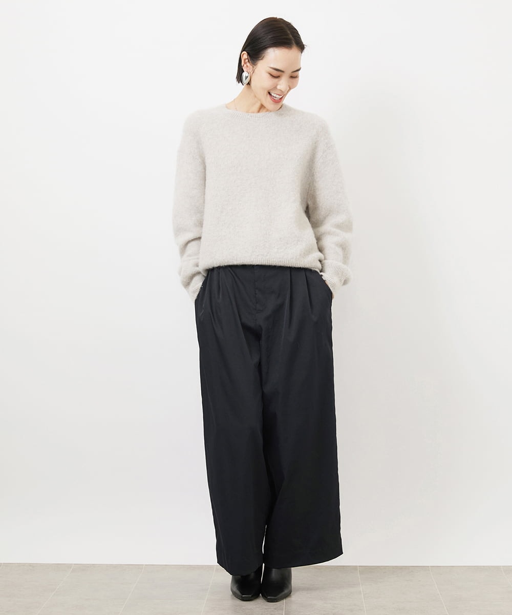 FMLAA01240 MICHEL KLEIN(ミッシェルクラン) ソフトタッチチノワイドパンツ(3サイズ展開) ダークグレー(93)