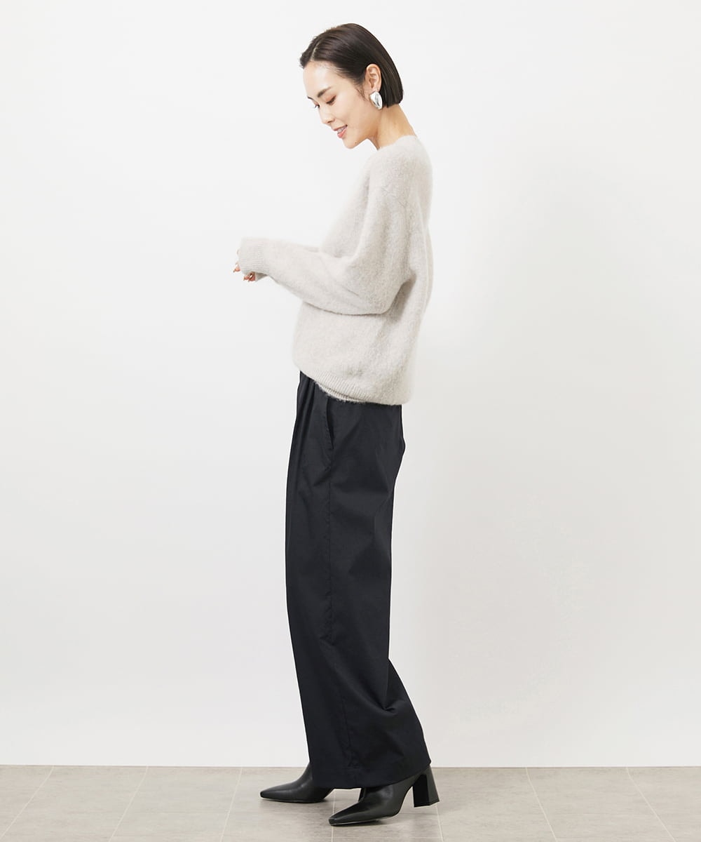 FMLAA01240 MICHEL KLEIN(ミッシェルクラン) ソフトタッチチノワイドパンツ(3サイズ展開) ダークグレー(93)