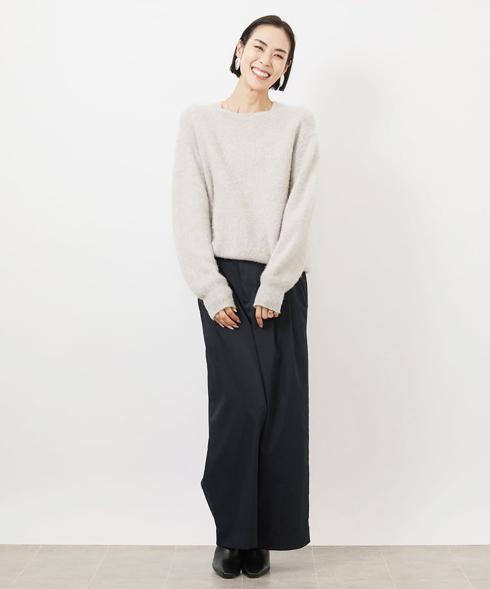 FMLAA01240 MICHEL KLEIN(ミッシェルクラン) ソフトタッチチノワイドパンツ(3サイズ展開) ダークグレー(93)