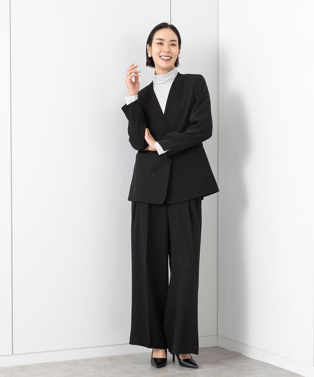 FMLAA02250 MICHEL KLEIN(ミッシェルクラン) ツイルワイドパンツ(セットアップ対応) グレージュ