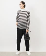 FMLAA04200 MICHEL KLEIN(ミッシェルクラン) ドライサテンテーパードパンツ ブラック(94)