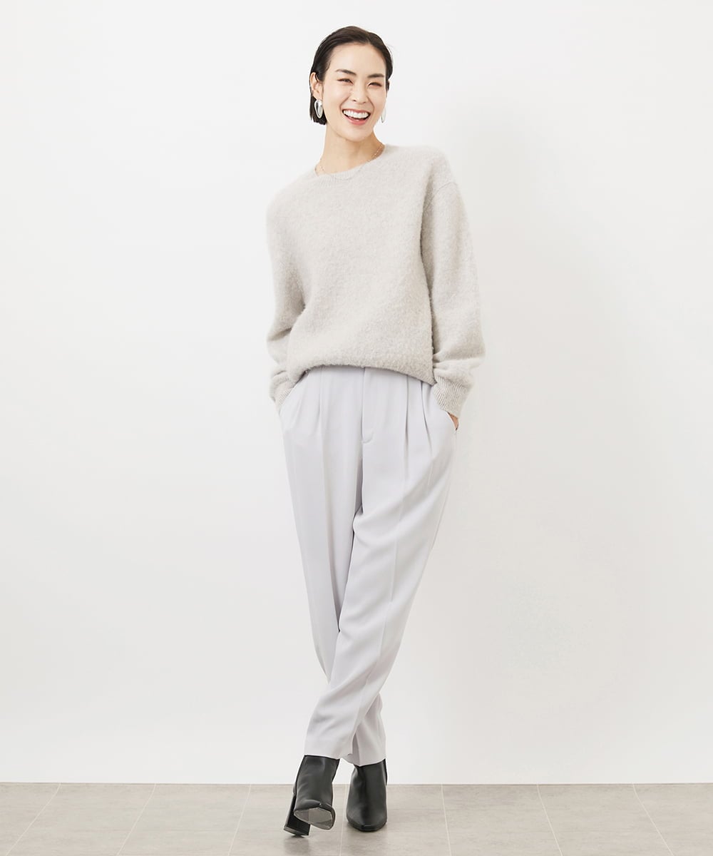 FMLAA04200 MICHEL KLEIN(ミッシェルクラン) ドライサテンテーパードパンツ ブラック(94)