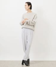 FMLAA04200 MICHEL KLEIN(ミッシェルクラン) ドライサテンテーパードパンツ ブラック(94)