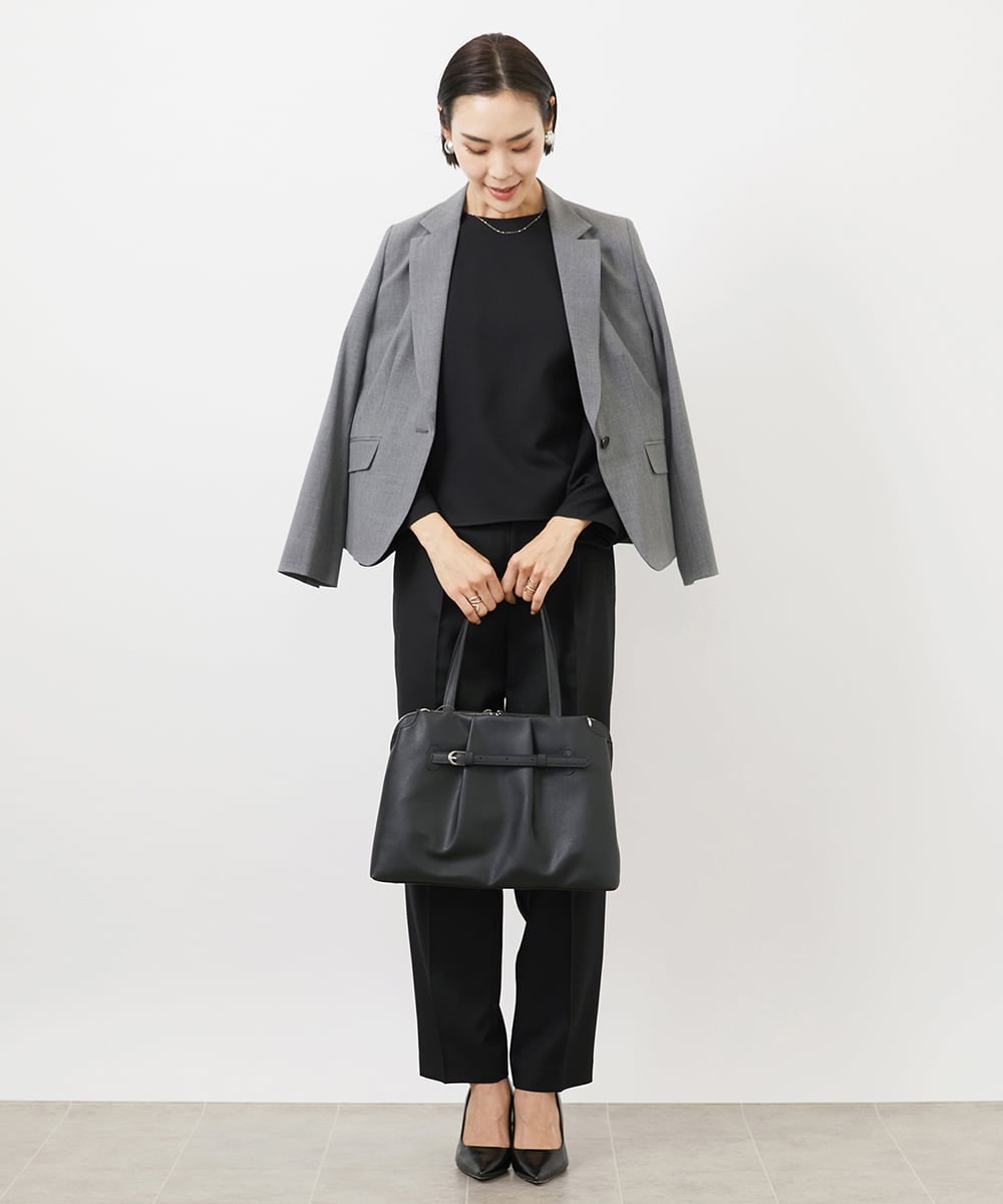 FMLAA05220 MICHEL KLEIN(ミッシェルクラン) ［セットアップ対応/洗える］ツイルストレッチパンツ ブラック