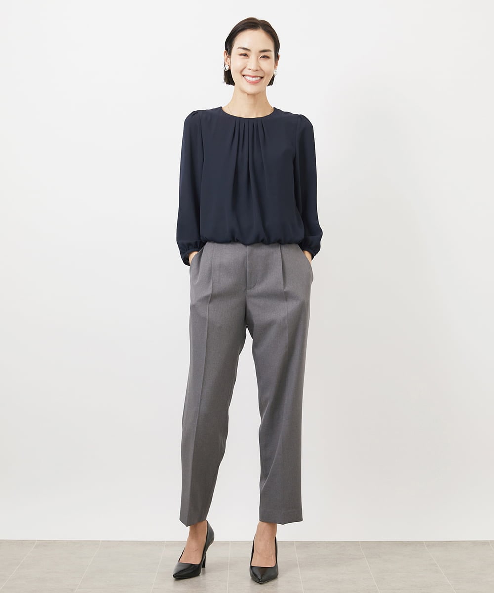 FMLAA05220 MICHEL KLEIN(ミッシェルクラン) ［セットアップ対応/洗える］ツイルストレッチパンツ ブラック