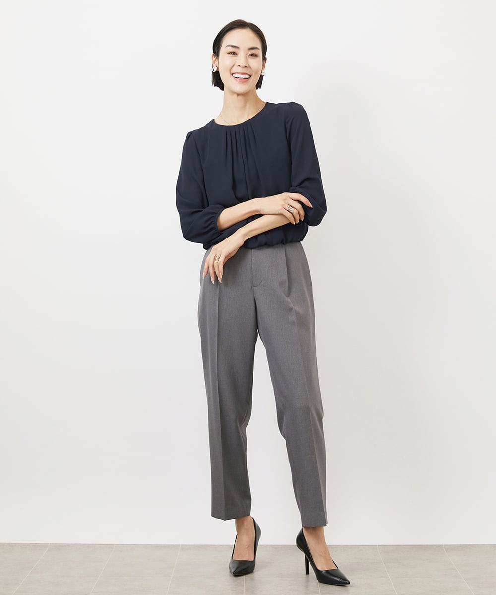FMLAA05220 MICHEL KLEIN(ミッシェルクラン) ［セットアップ対応/洗える］ツイルストレッチパンツ ブラック