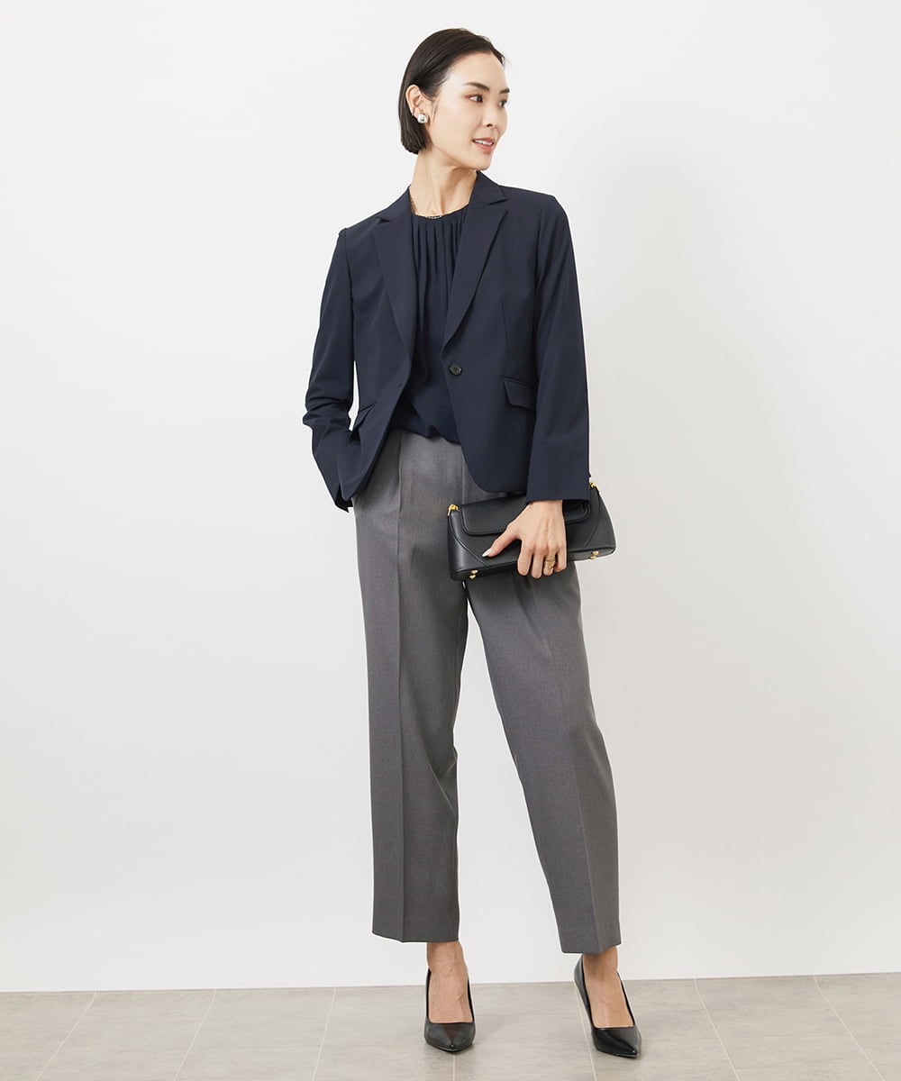 FMLAA05220 MICHEL KLEIN(ミッシェルクラン) ［セットアップ対応/洗える］ツイルストレッチパンツ ブラック