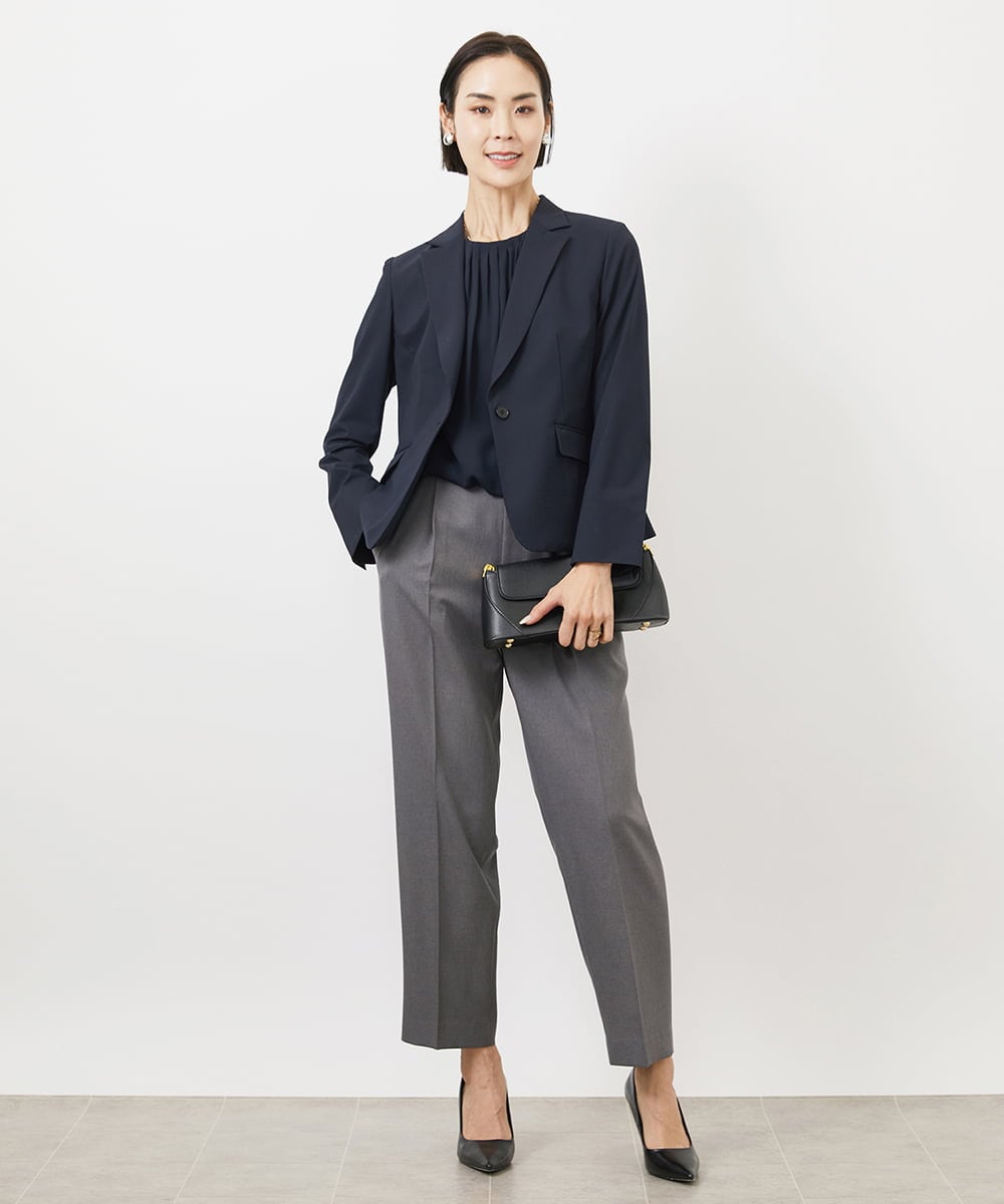 FMLAA05220 MICHEL KLEIN(ミッシェルクラン) ［セットアップ対応/洗える］ツイルストレッチパンツ ブラック