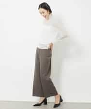 FMLAA10180 MICHEL KLEIN(ミッシェルクラン) [定番人気]ストレッチワイドパンツ ブラウン(87)