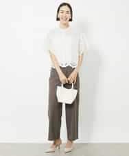 FMLAA10180 MICHEL KLEIN(ミッシェルクラン) [定番人気]ストレッチワイドパンツ ブラウン(87)