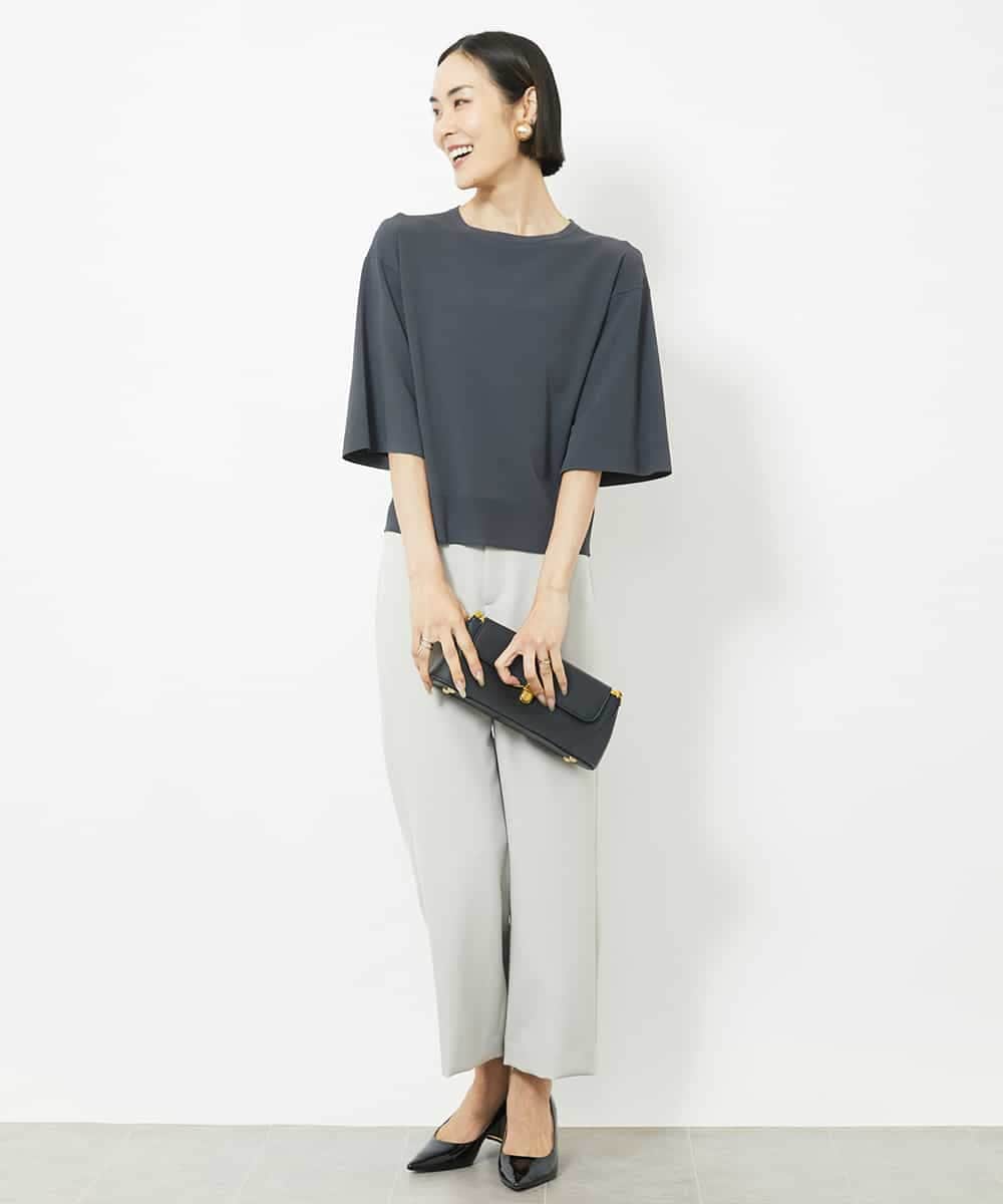 FMLAA10180 MICHEL KLEIN(ミッシェルクラン) [定番人気]ストレッチワイドパンツ ブラウン(87)