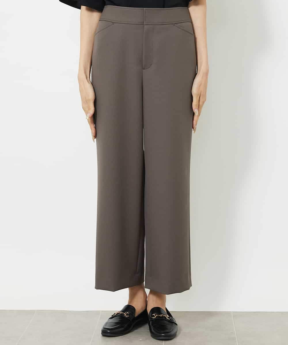 FMLAA10180 MICHEL KLEIN(ミッシェルクラン) [定番人気]ストレッチワイドパンツ ブラウン(87)