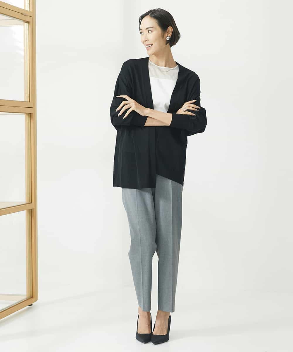 FMLAA11230 MICHEL KLEIN(ミッシェルクラン) ストレッチテーパードパンツ(セットアップ対応) グレー(92)