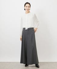 FMLAA12230 MICHEL KLEIN(ミッシェルクラン) [3サイズ展開]ストレッチタックワイドパンツ ダークグレー