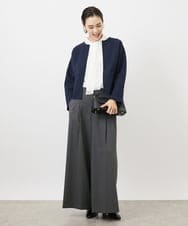 FMLAA12230 MICHEL KLEIN(ミッシェルクラン) [3サイズ展開]ストレッチタックワイドパンツ ダークグレー