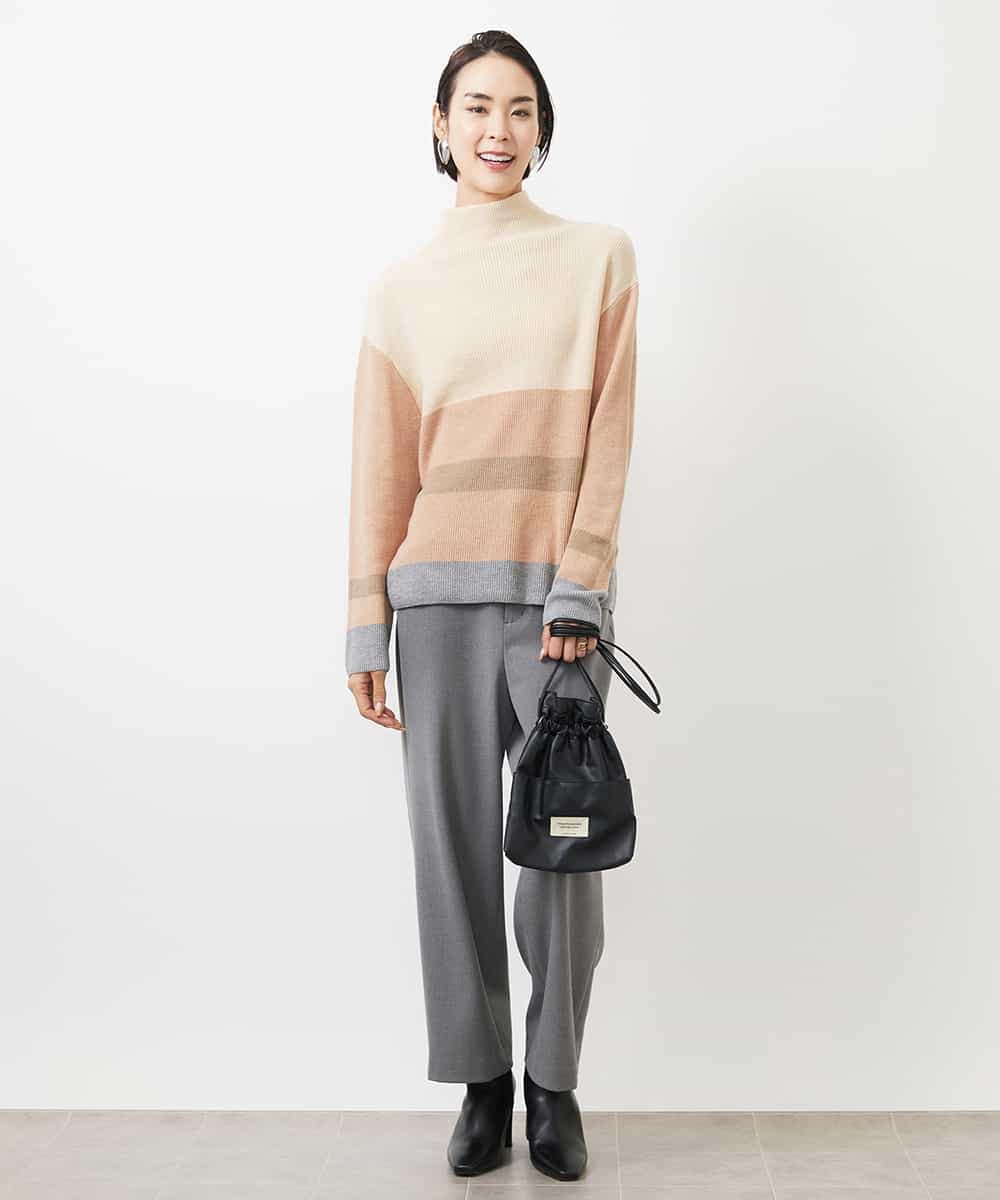 FMLAA30180 MICHEL KLEIN(ミッシェルクラン) ［定番人気/新色追加］裏起毛ワイドクロップドパンツ(機能素材) ブラウン