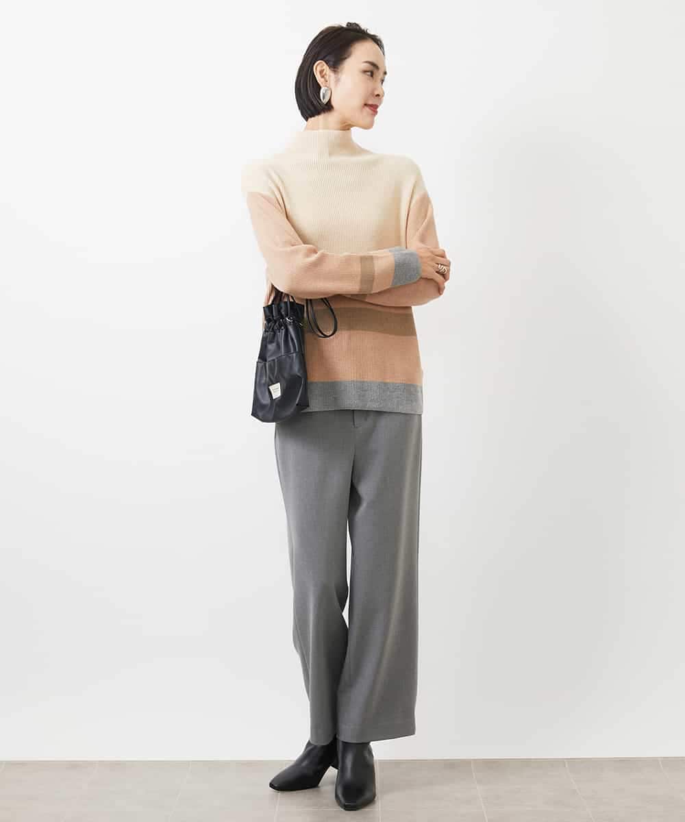 FMLAA30180 MICHEL KLEIN(ミッシェルクラン) ［定番人気/新色追加］裏起毛ワイドクロップドパンツ(機能素材) ブラウン