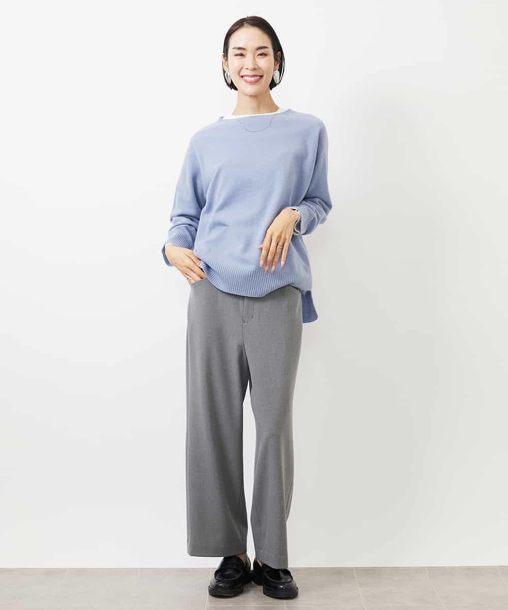 FMLAA30180 MICHEL KLEIN(ミッシェルクラン) ［定番人気/新色追加］裏起毛ワイドクロップドパンツ(機能素材) ブラウン