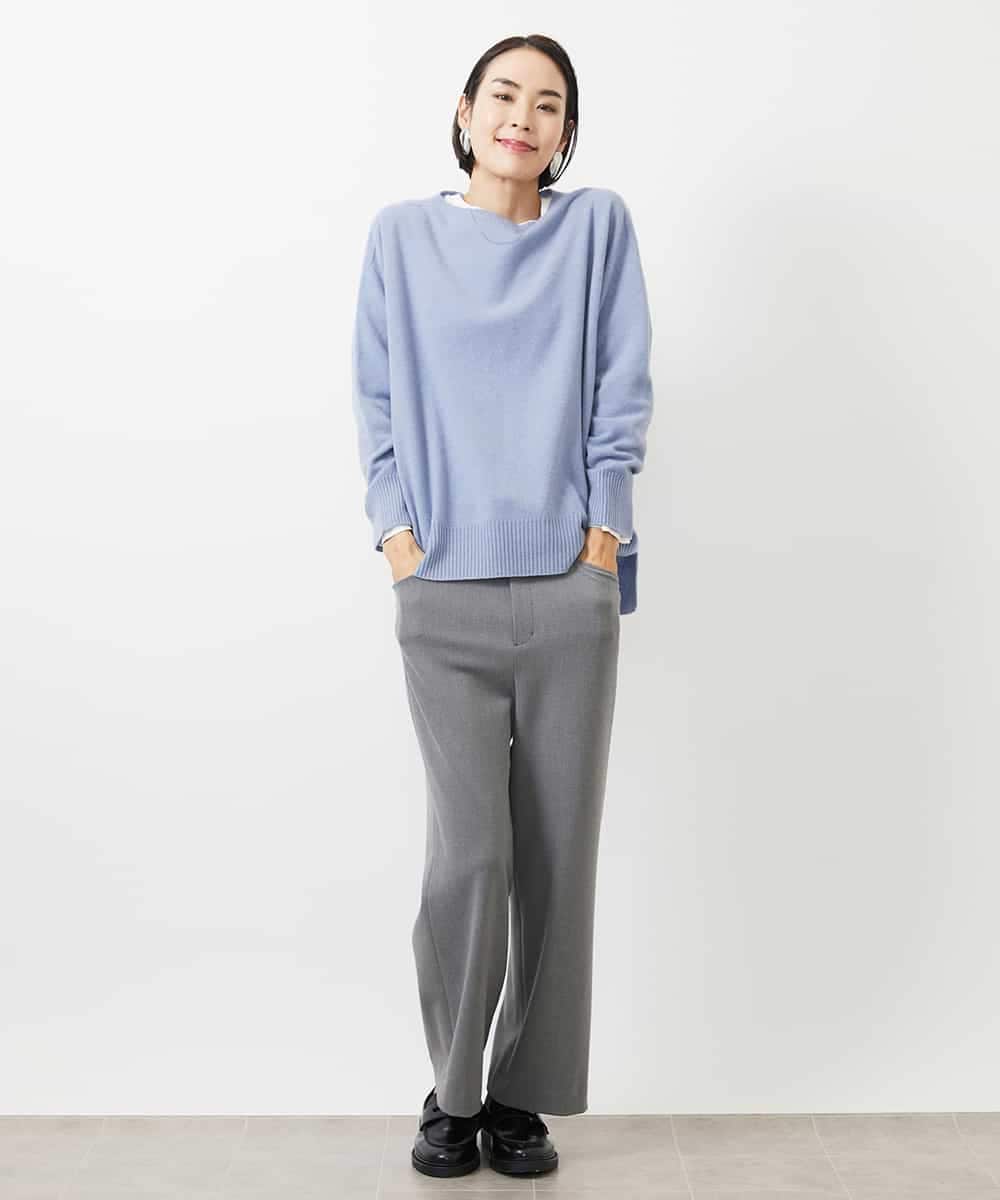 FMLAA30180 MICHEL KLEIN(ミッシェルクラン) ［定番人気/新色追加］裏起毛ワイドクロップドパンツ(機能素材) ブラウン