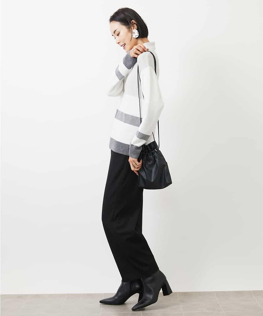 FMLAA30180 MICHEL KLEIN(ミッシェルクラン) ［定番人気/新色追加］裏起毛ワイドクロップドパンツ(機能素材) ブラウン