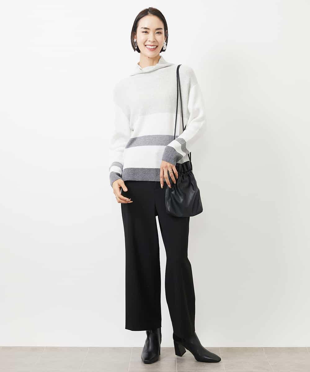 FMLAA30180 MICHEL KLEIN(ミッシェルクラン) ［定番人気/新色追加］裏起毛ワイドクロップドパンツ(機能素材) ブラウン