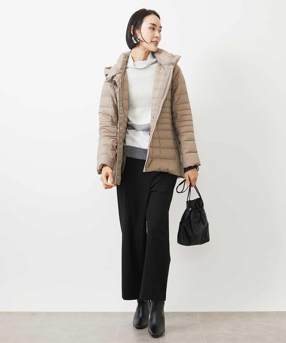 FMLAA30180 MICHEL KLEIN(ミッシェルクラン) ［定番人気/新色追加］裏起毛ワイドクロップドパンツ(機能素材) ブラウン