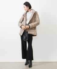 FMLAA30180 MICHEL KLEIN(ミッシェルクラン) ［定番人気/新色追加］裏起毛ワイドクロップドパンツ(機能素材) ブラウン