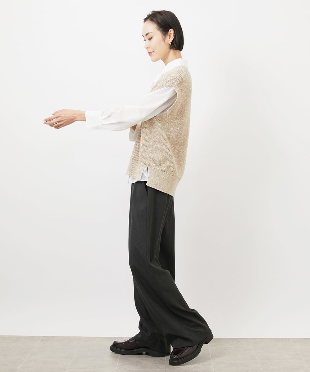 FMLAA60220 MICHEL KLEIN(ミッシェルクラン) [WEB限定]裏起毛ワイドパンツ ネイビー