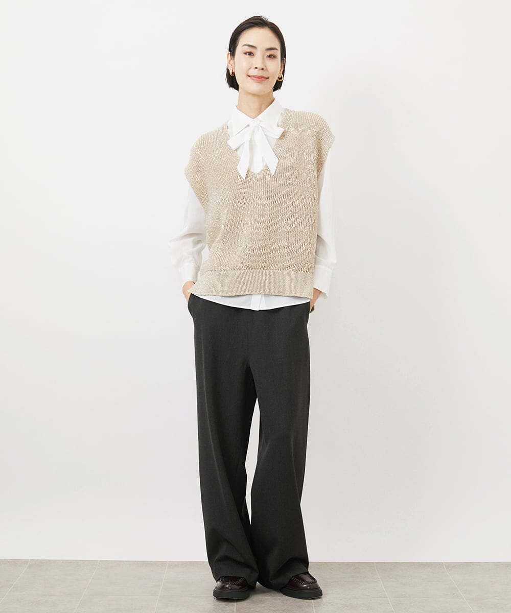FMLAA60220 MICHEL KLEIN(ミッシェルクラン) [WEB限定]裏起毛ワイドパンツ ネイビー