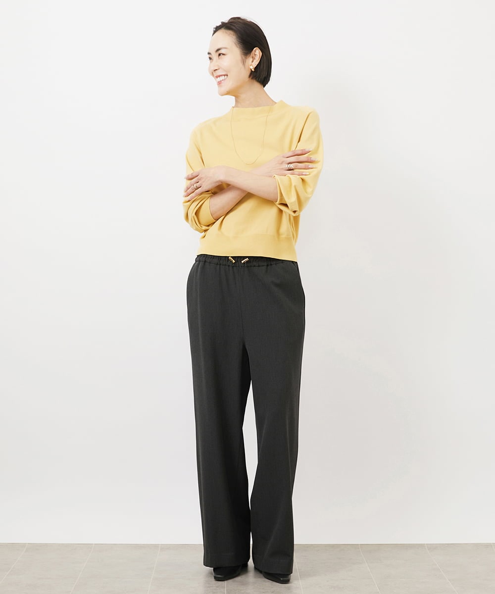FMLAA60220 MICHEL KLEIN(ミッシェルクラン) [WEB限定]裏起毛ワイドパンツ ネイビー
