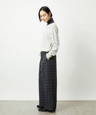 FMLAD13260 MICHEL KLEIN(ミッシェルクラン) 2WAYストレッチチェックワイドパンツ ライトグレー