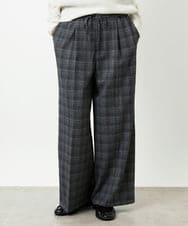 FMLAD13260 MICHEL KLEIN(ミッシェルクラン) 2WAYストレッチチェックワイドパンツ ライトグレー