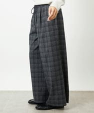 FMLAD13260 MICHEL KLEIN(ミッシェルクラン) 2WAYストレッチチェックワイドパンツ ライトグレー