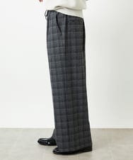 FMLAD13260 MICHEL KLEIN(ミッシェルクラン) 2WAYストレッチチェックワイドパンツ ライトグレー