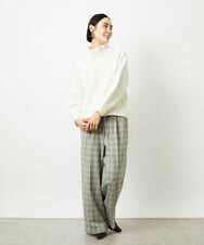 FMLAD13260 MICHEL KLEIN(ミッシェルクラン) 2WAYストレッチチェックワイドパンツ ライトグレー