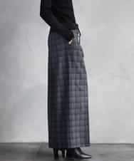 FMLAD13260 MICHEL KLEIN(ミッシェルクラン) 2WAYストレッチチェックワイドパンツ ライトグレー