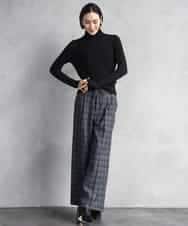 FMLAD13260 MICHEL KLEIN(ミッシェルクラン) 2WAYストレッチチェックワイドパンツ ライトグレー