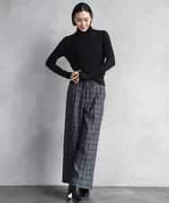 FMLAD13260 MICHEL KLEIN(ミッシェルクラン) 2WAYストレッチチェックワイドパンツ ライトグレー