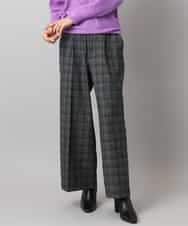 FMLAD13260 MICHEL KLEIN(ミッシェルクラン) 2WAYストレッチチェックワイドパンツ ライトグレー