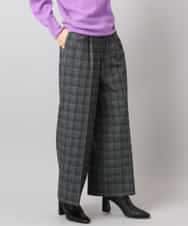 FMLAD13260 MICHEL KLEIN(ミッシェルクラン) 2WAYストレッチチェックワイドパンツ ライトグレー